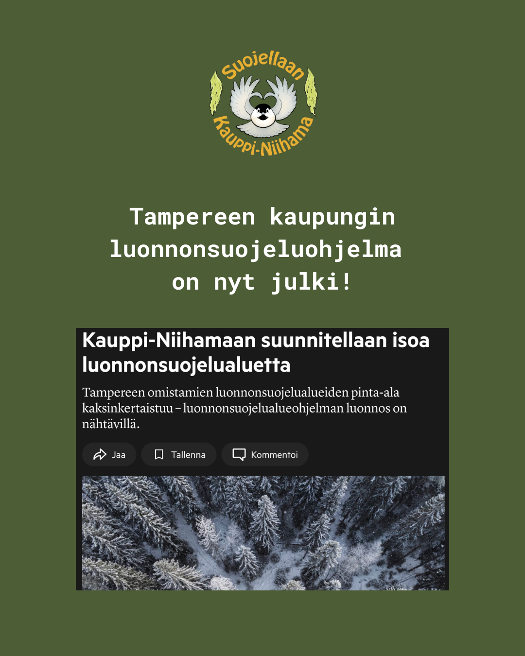 Tampereen kaupungin luonnonsuojeluohjelman luonnos on nyt nähtävillä - Anna palautetta